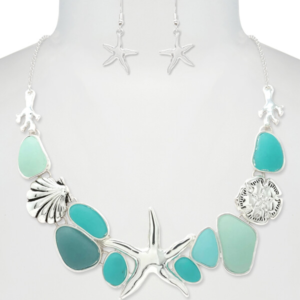 CC152 Starfish and Shell Mixed Necklace Set